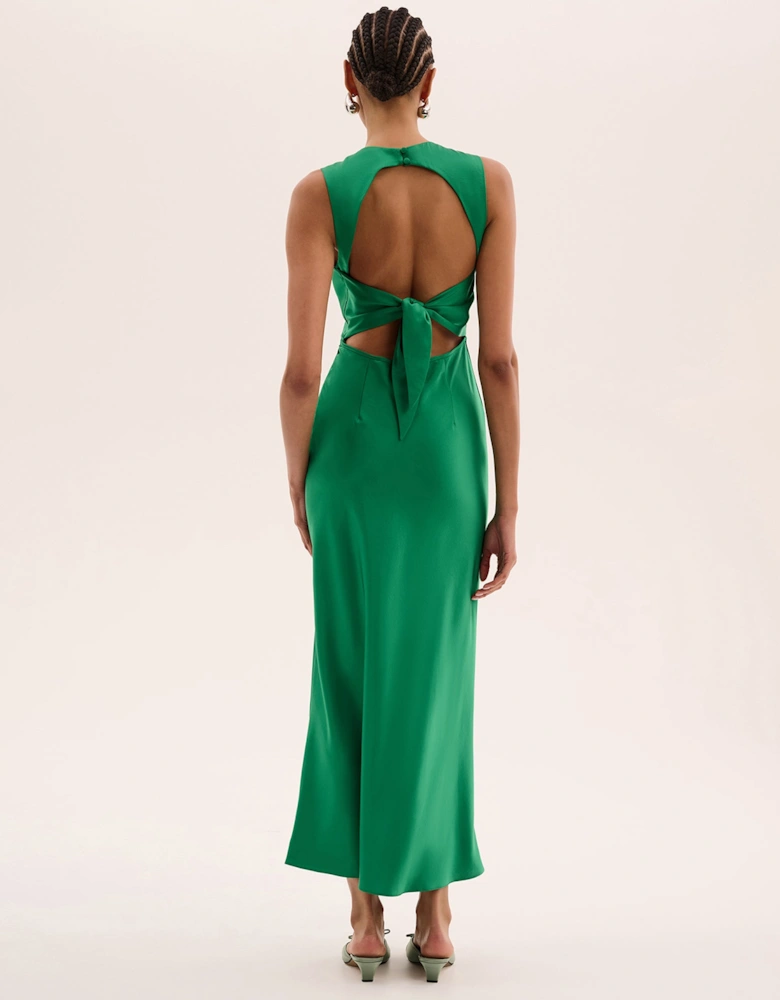 Nova Tie Back Dress in Emerald Green