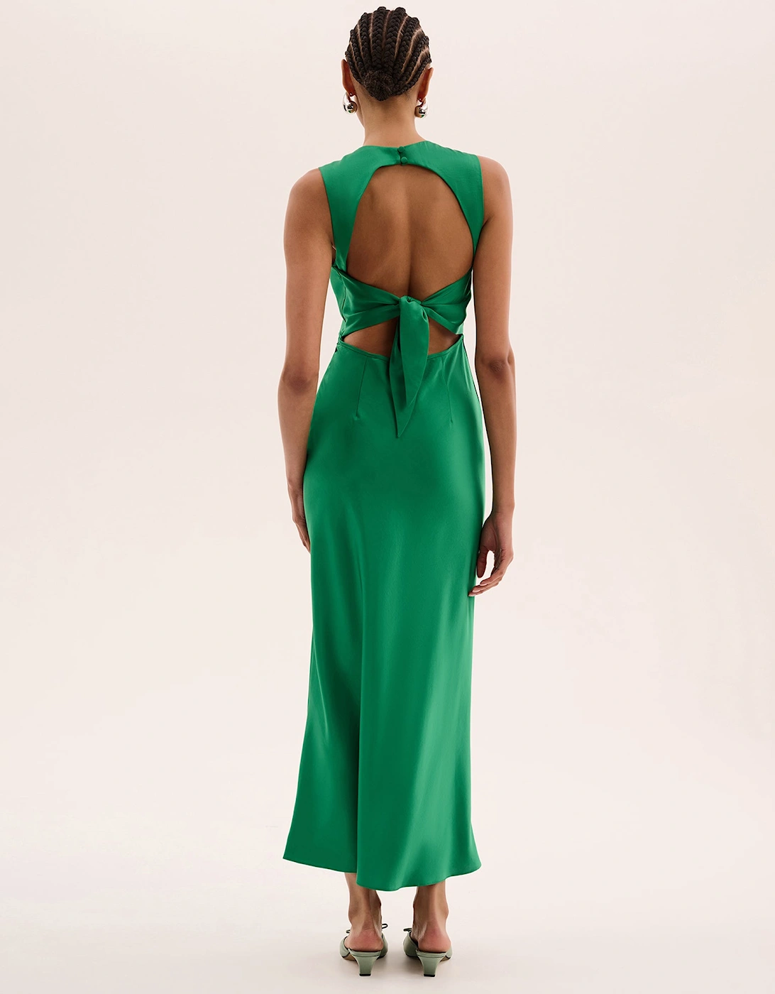 Nova Tie Back Dress in Emerald Green