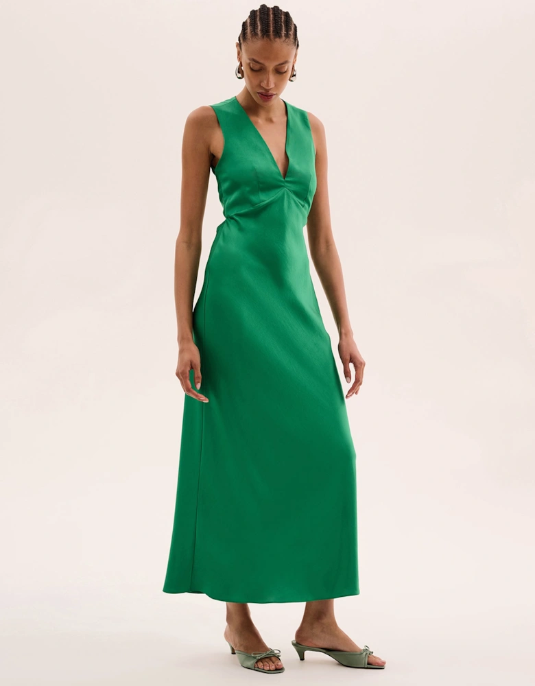 Nova Tie Back Dress in Emerald Green