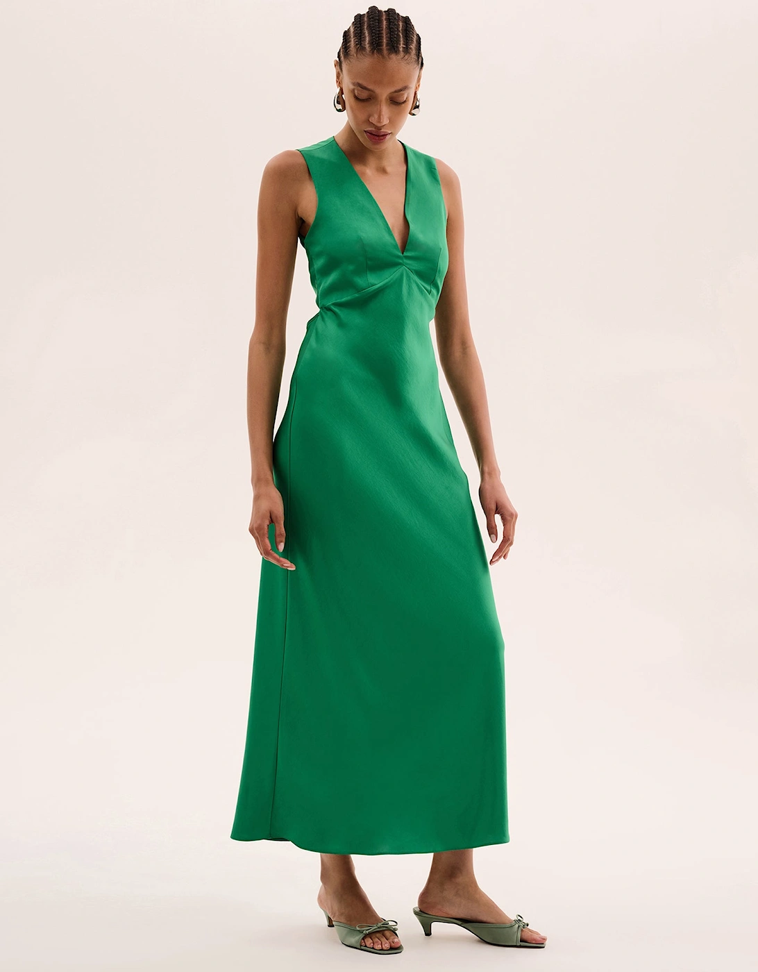 Nova Tie Back Dress in Emerald Green