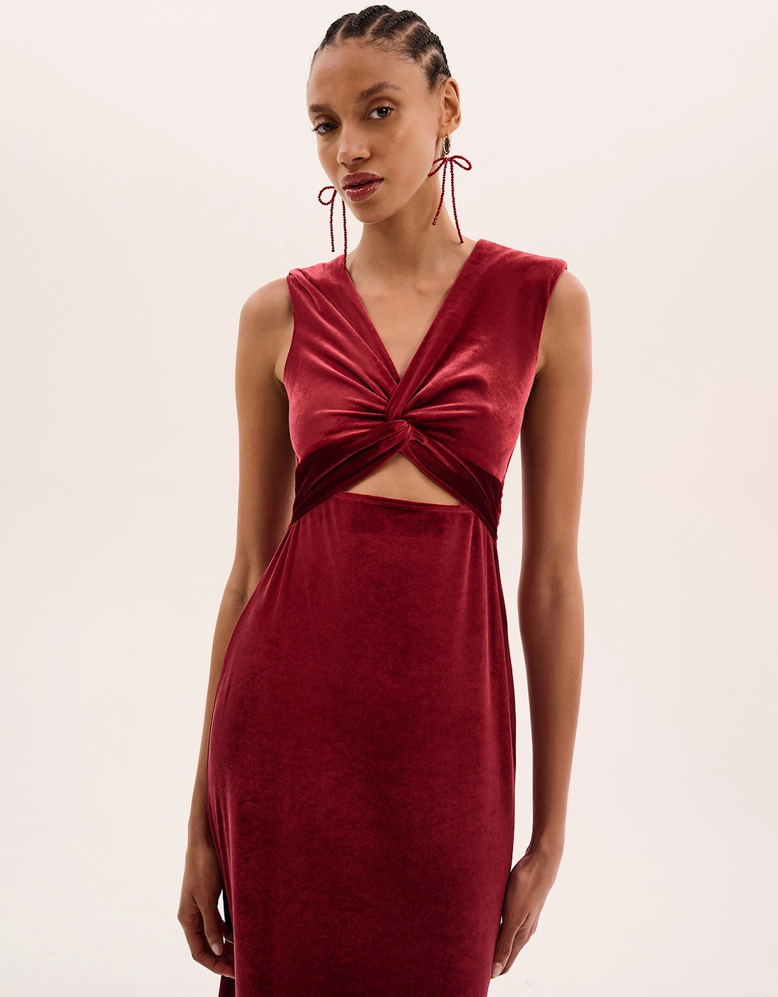 Marin Velvet Dress in Red