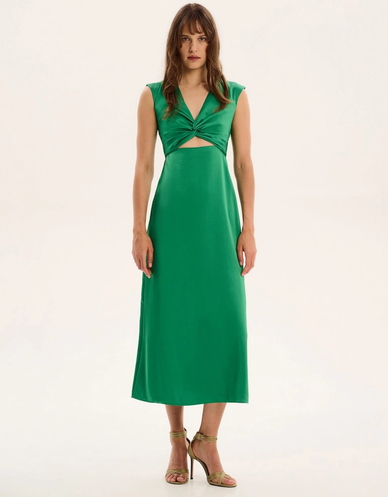 Marin Twist Front Dress in Emerald Green