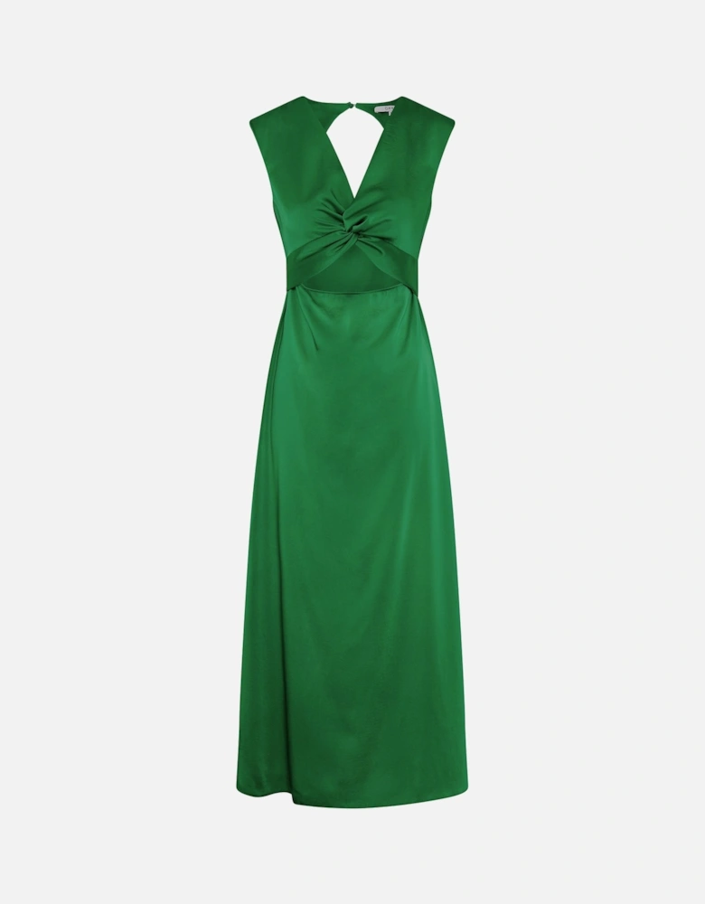 Marin Twist Front Dress in Emerald Green