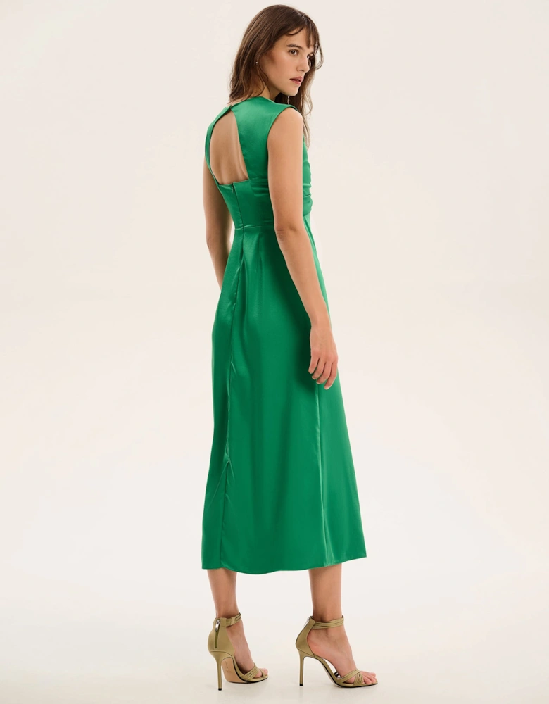Marin Twist Front Dress in Emerald Green