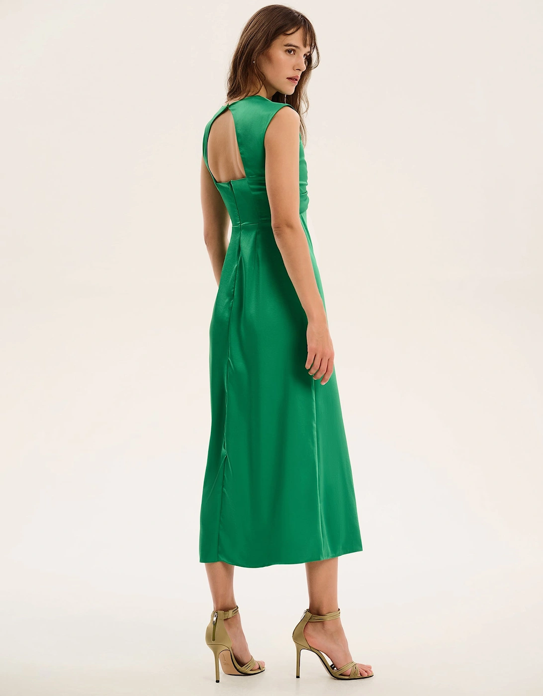 Marin Twist Front Dress in Emerald Green