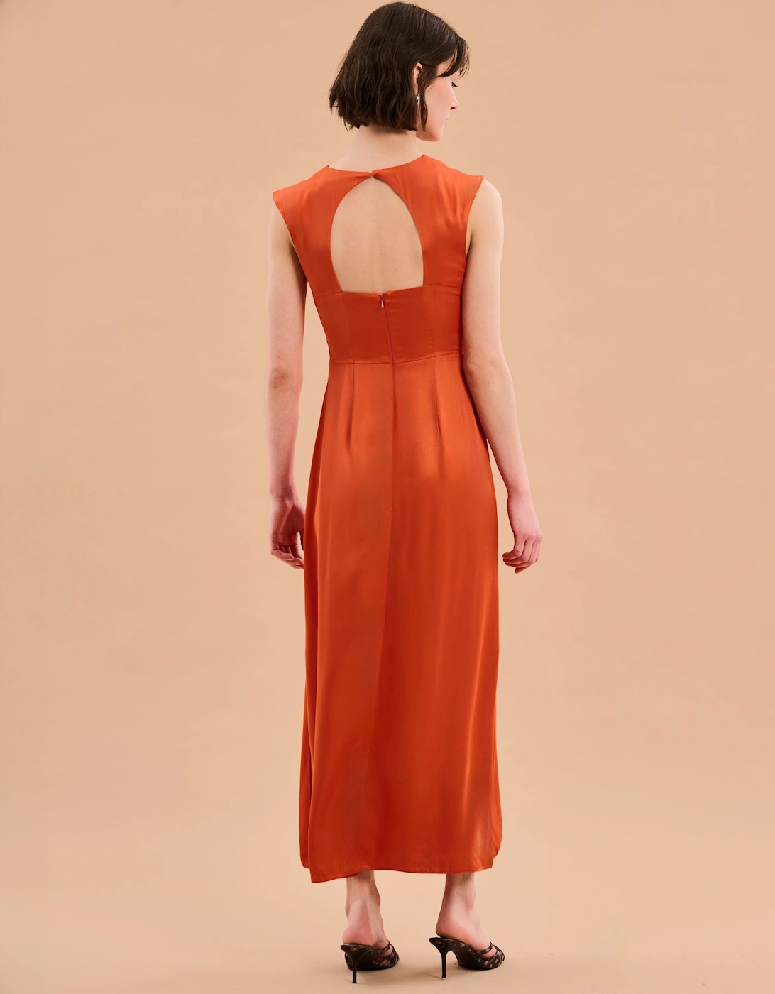 Marin Twist Front Dress in Burnt Orange