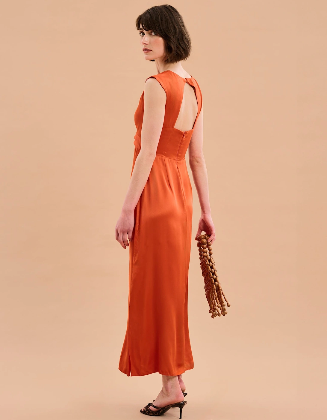 Marin Twist Front Dress in Burnt Orange