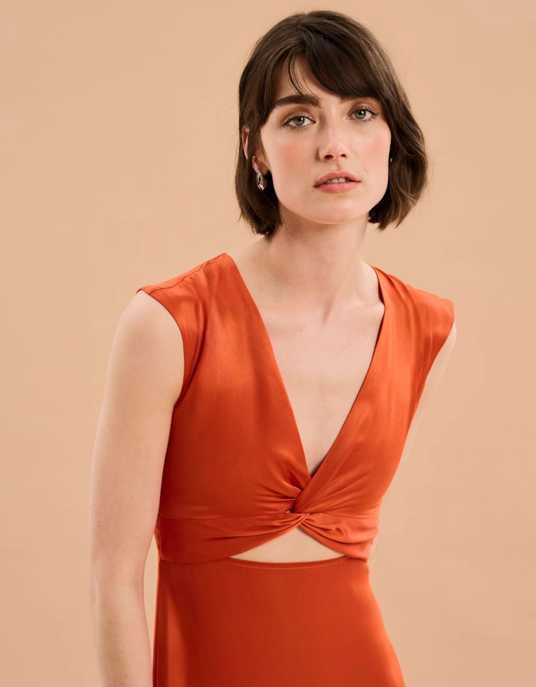 Marin Twist Front Dress in Burnt Orange