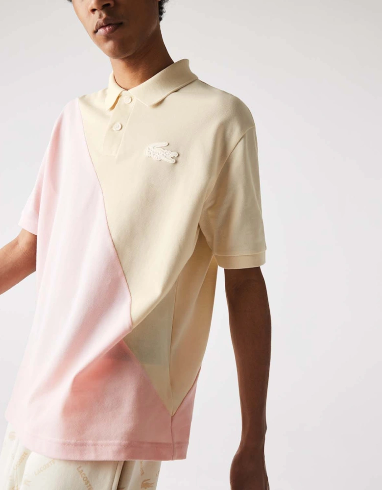 Loose Fit Colourblock Cotton Piqué Polo Shirt