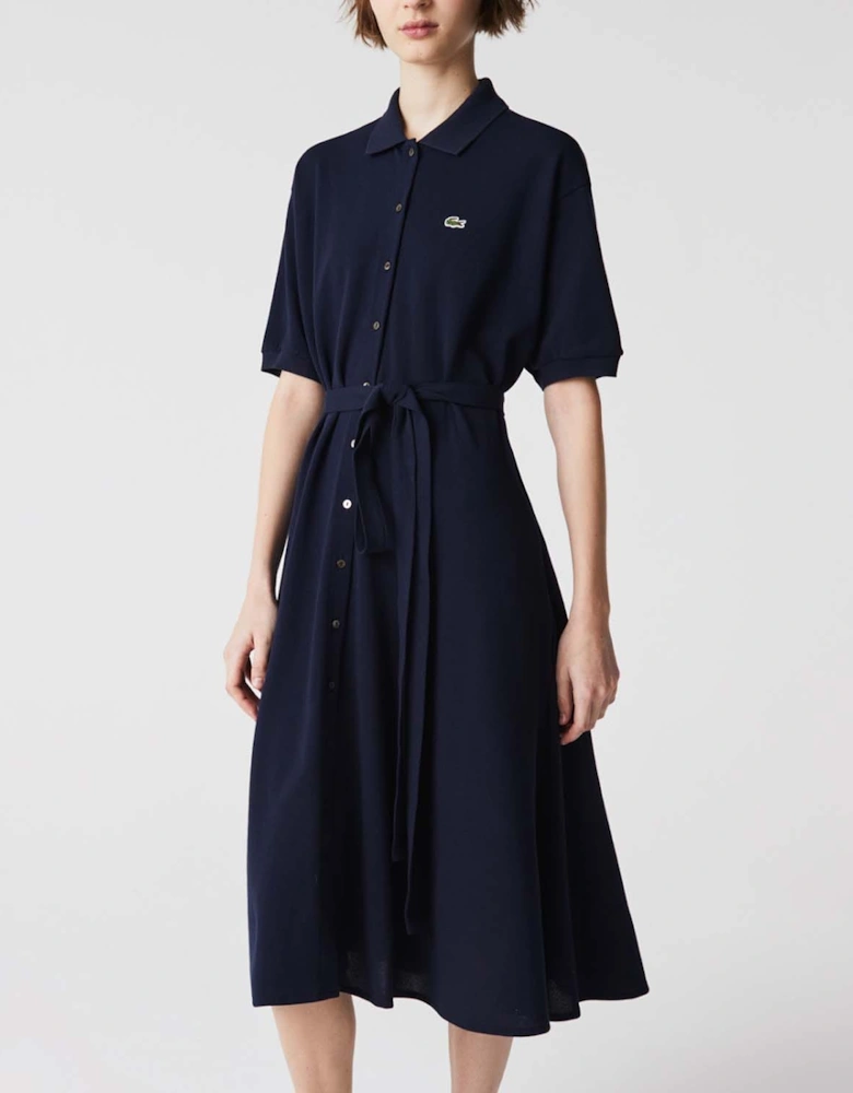 Cotton Piqué Belted Polo Dress