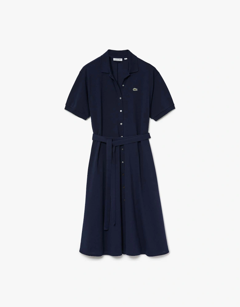 Cotton Piqué Belted Polo Dress