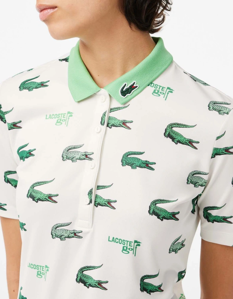 Golf Crocodile Print Polo Shirt