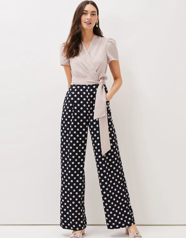 Eloise Spot Print Wide Leg Jumpsuit