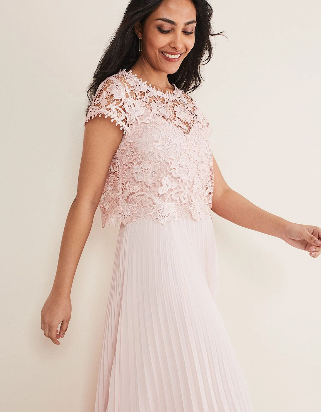 Petite Michelle Lace Pleated Maxi Dress