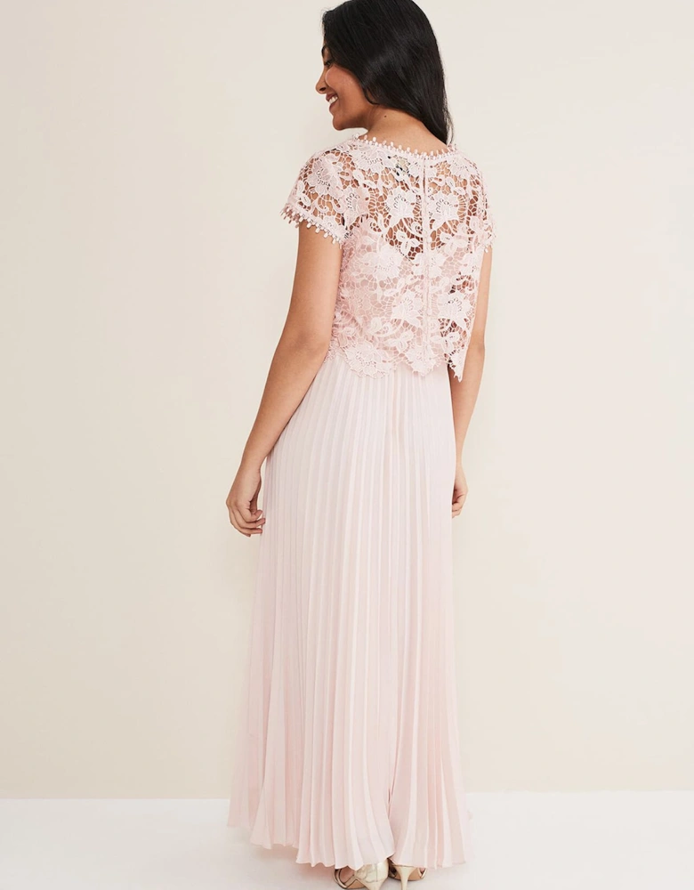 Petite Michelle Lace Pleated Maxi Dress