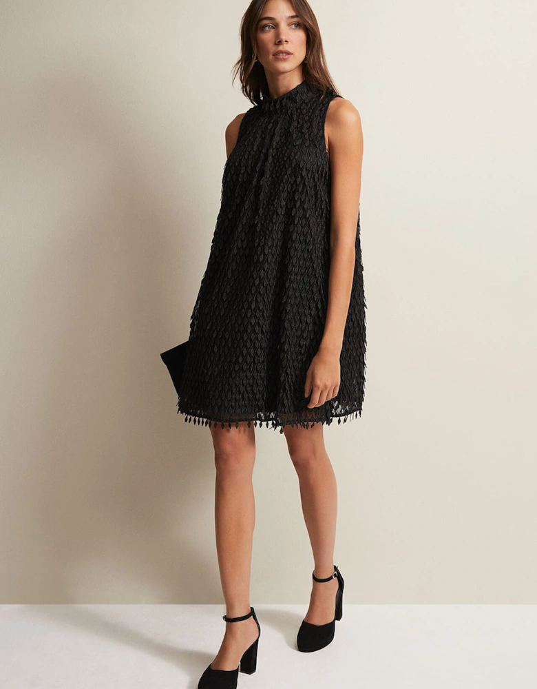 Zafia Black Shift Mini Dress