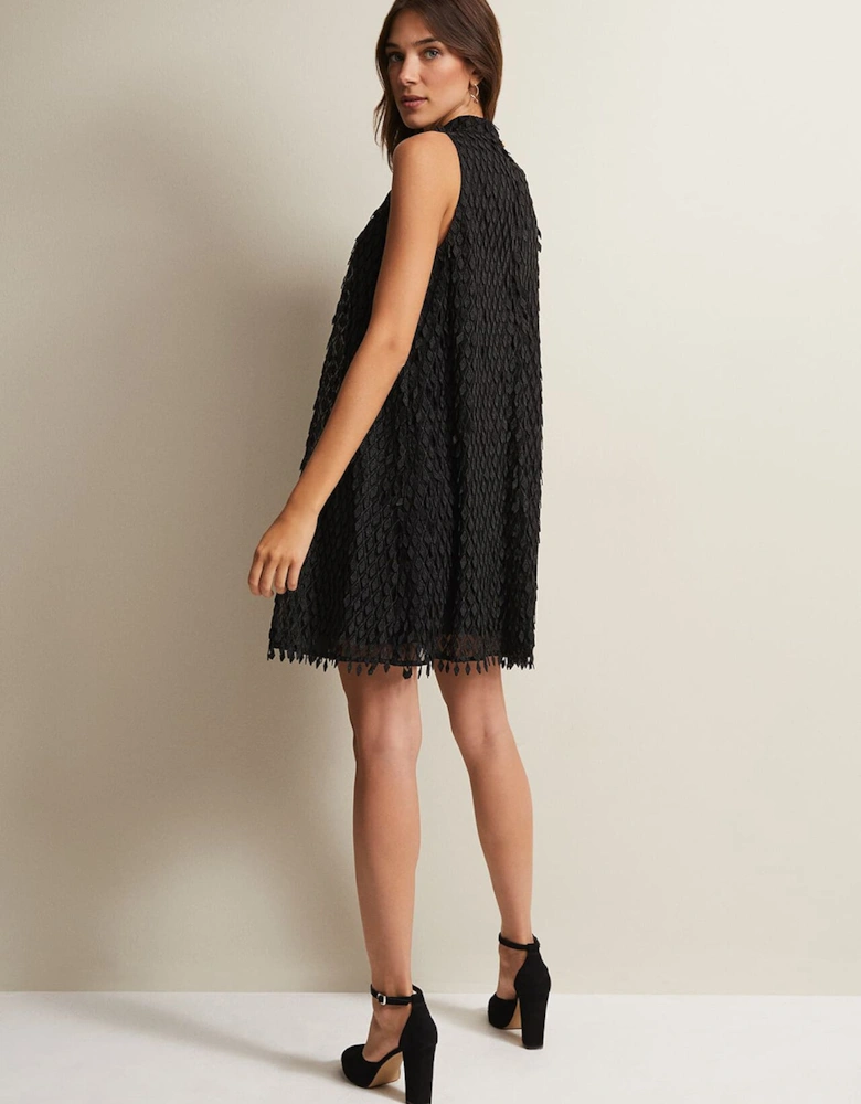 Zafia Black Shift Mini Dress