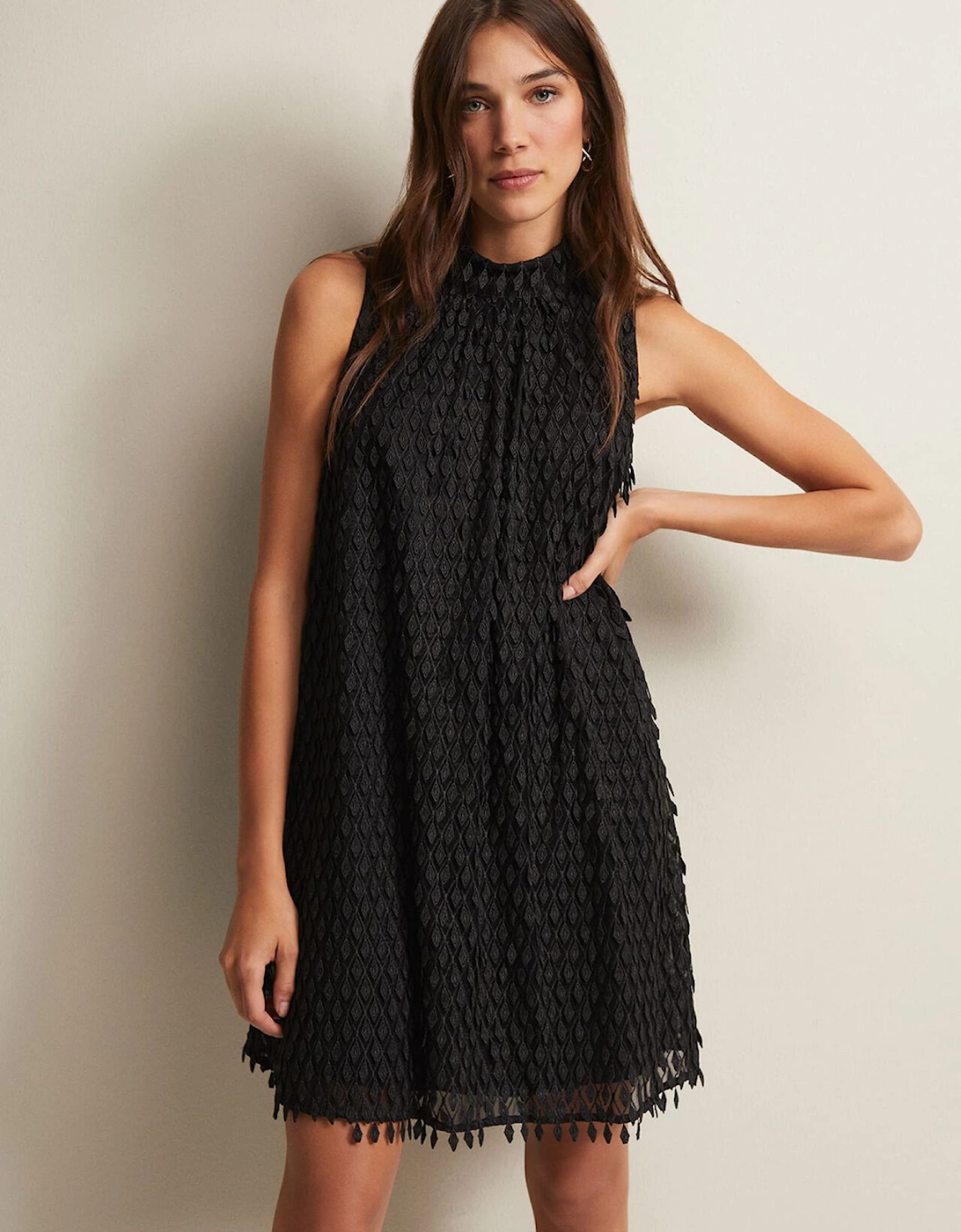 Zafia Black Shift Mini Dress