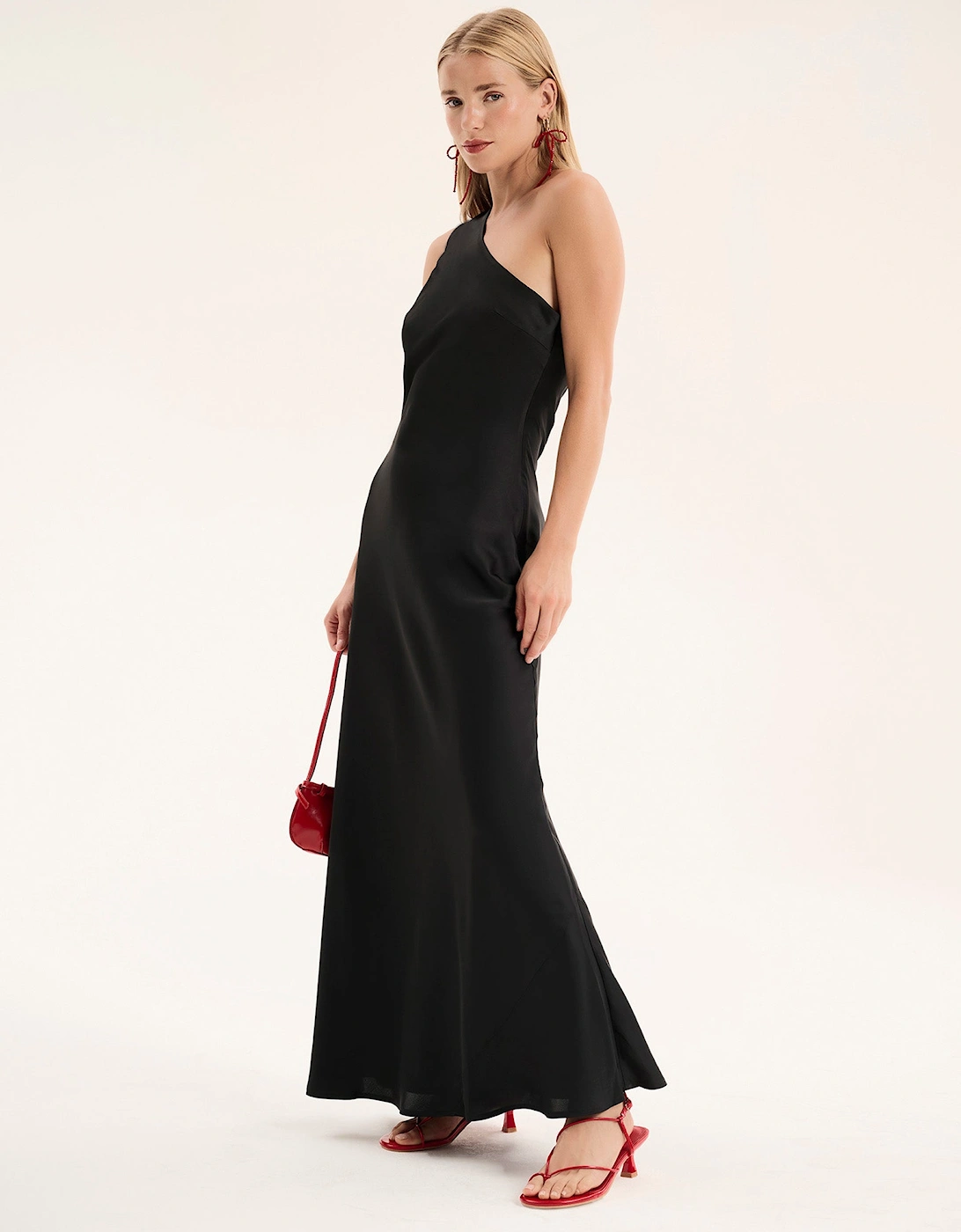 Uma One Shoulder Dress in Black, 5 of 4