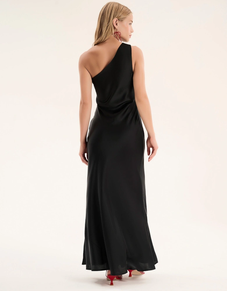 Uma One Shoulder Dress in Black