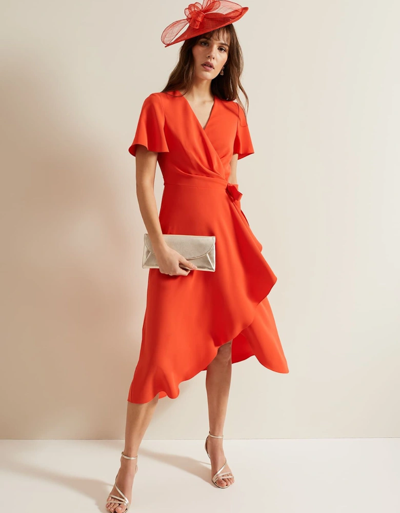 Julissa Ruffle Wrap Midi Dress