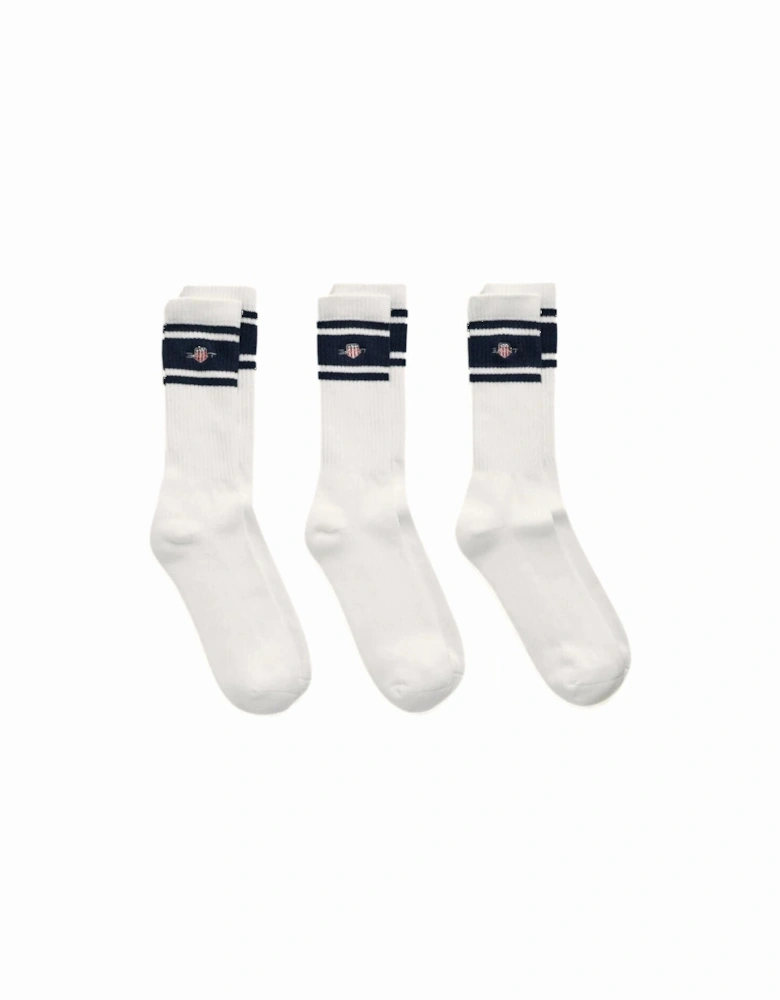 3-Pack Shield Logo Sports Socks, White