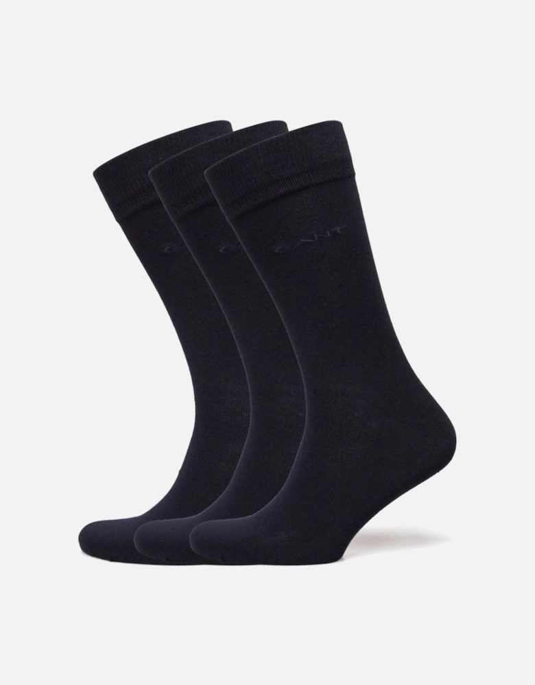 3-Pack Soft Cotton Socks, Navy