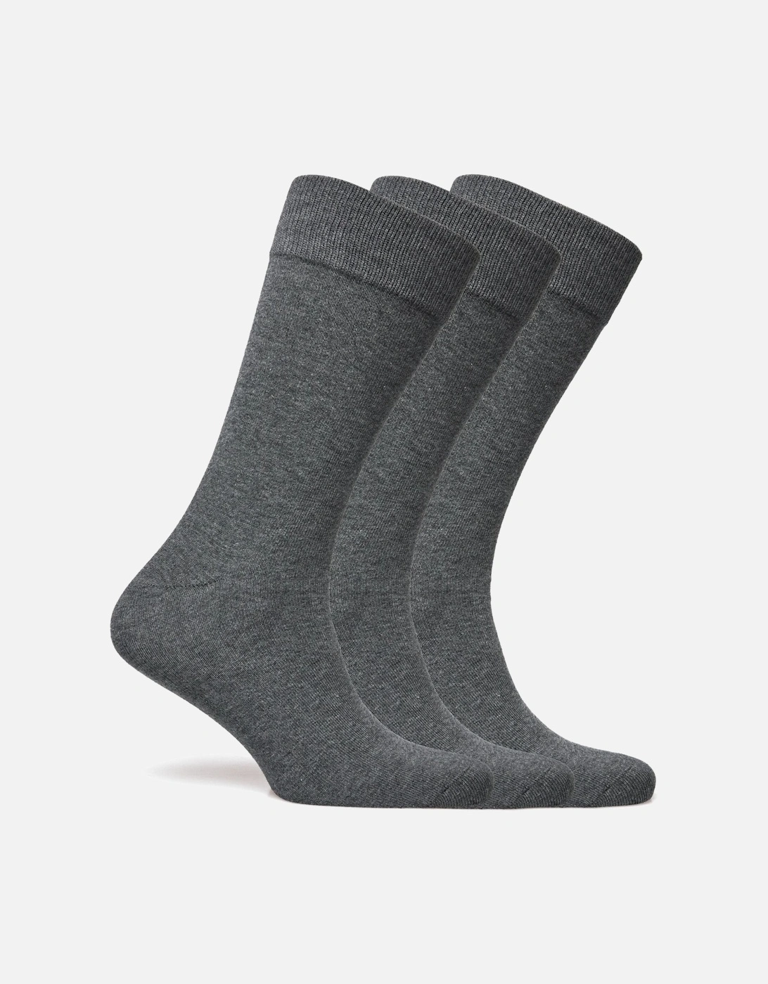 3-Pack Soft Cotton Socks, Charcoal Melange