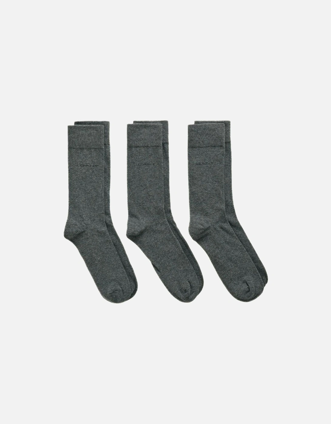 3-Pack Soft Cotton Socks, Charcoal Melange