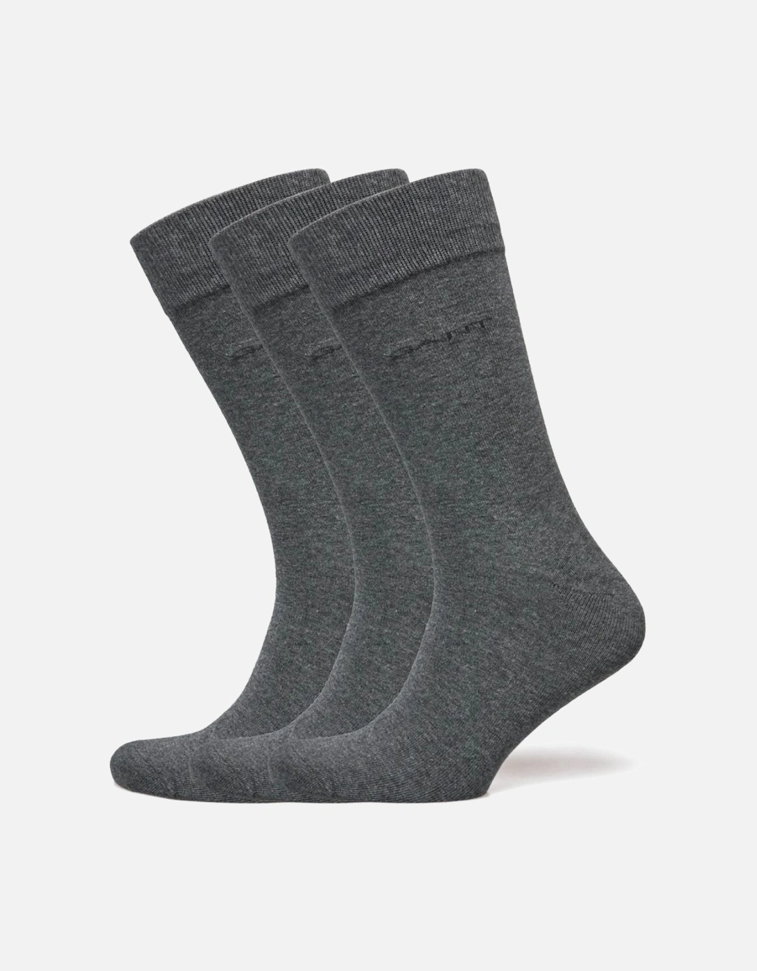 3-Pack Soft Cotton Socks, Charcoal Melange, 4 of 3