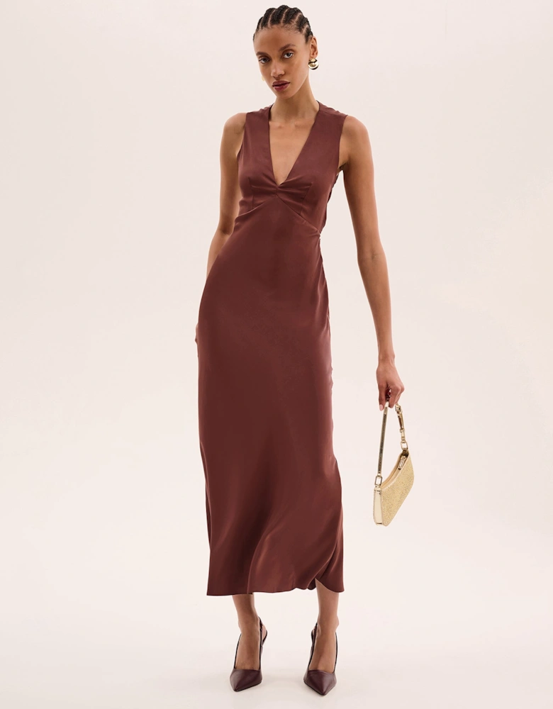 Nova Tie Back Dress in Chocolate
