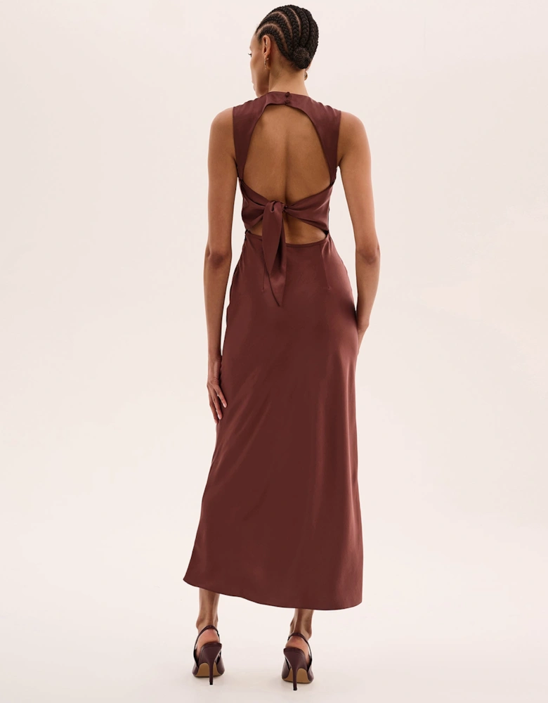 Nova Tie Back Dress in Chocolate