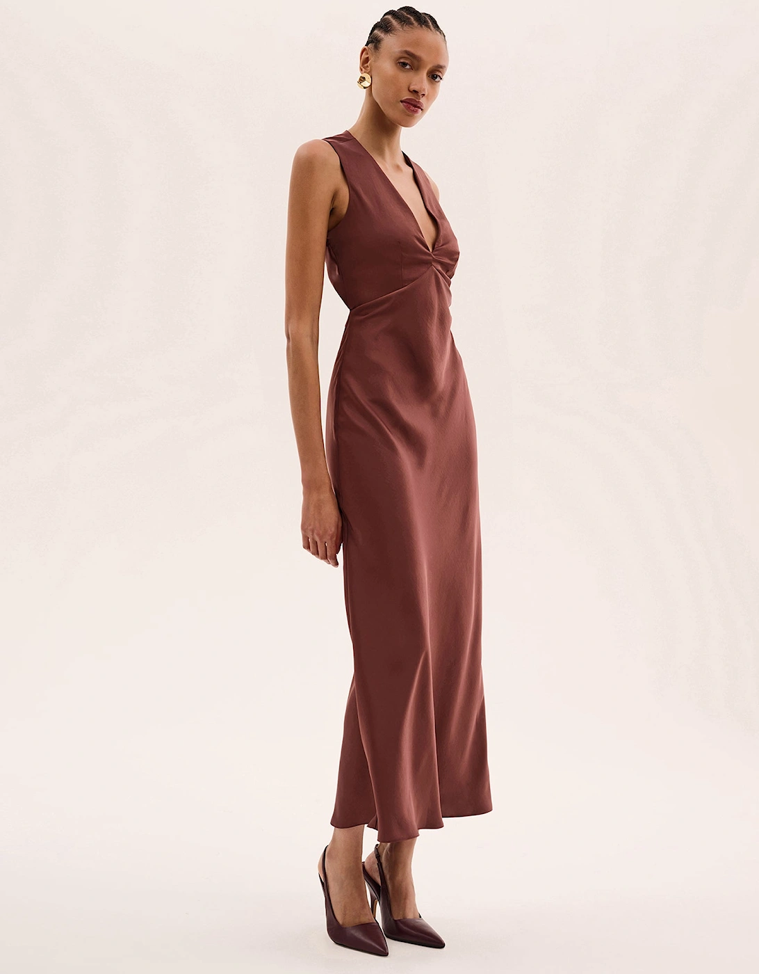 Nova Tie Back Dress in Chocolate