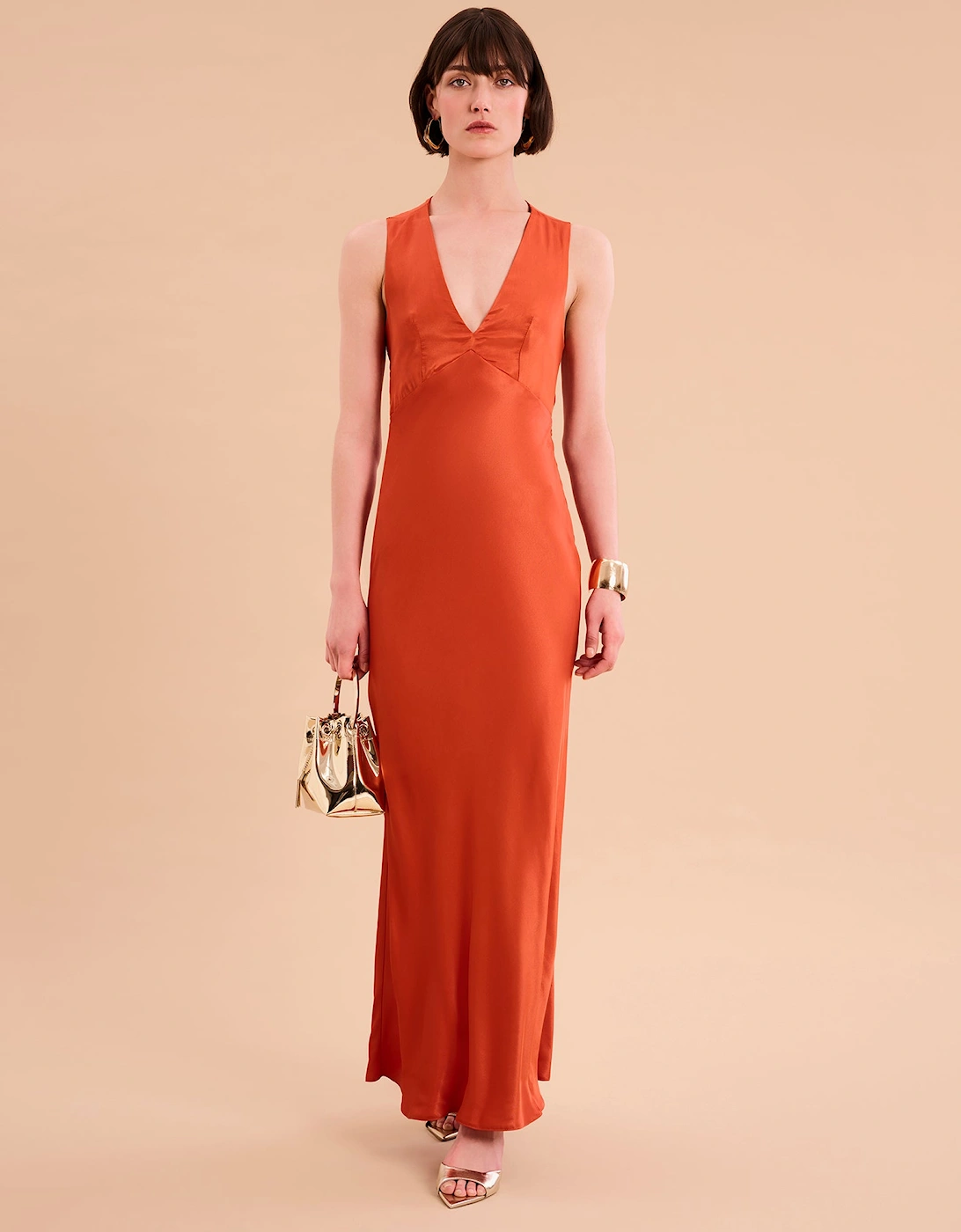 Nova Tie Back Dress in Burnt Orange, 6 of 5