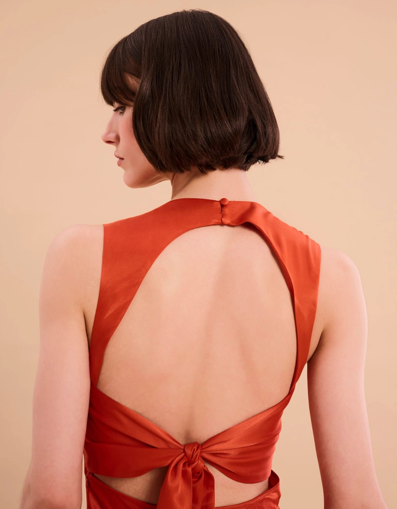 Nova Tie Back Dress in Burnt Orange