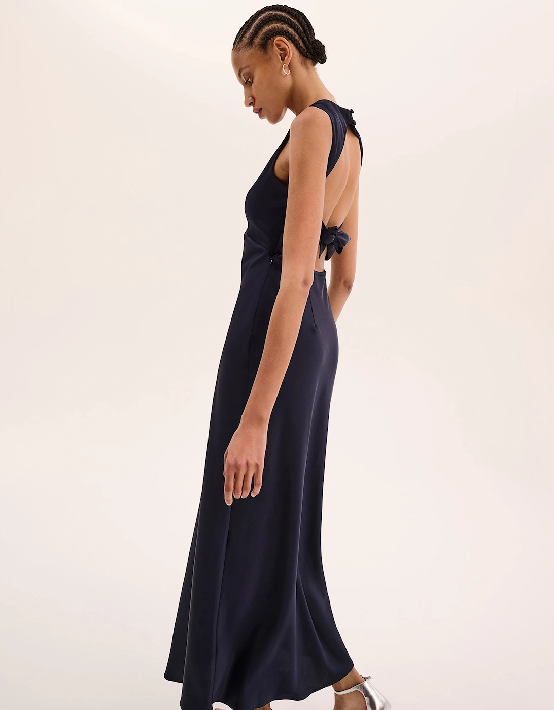 Nova Tie Back Dress in Navy