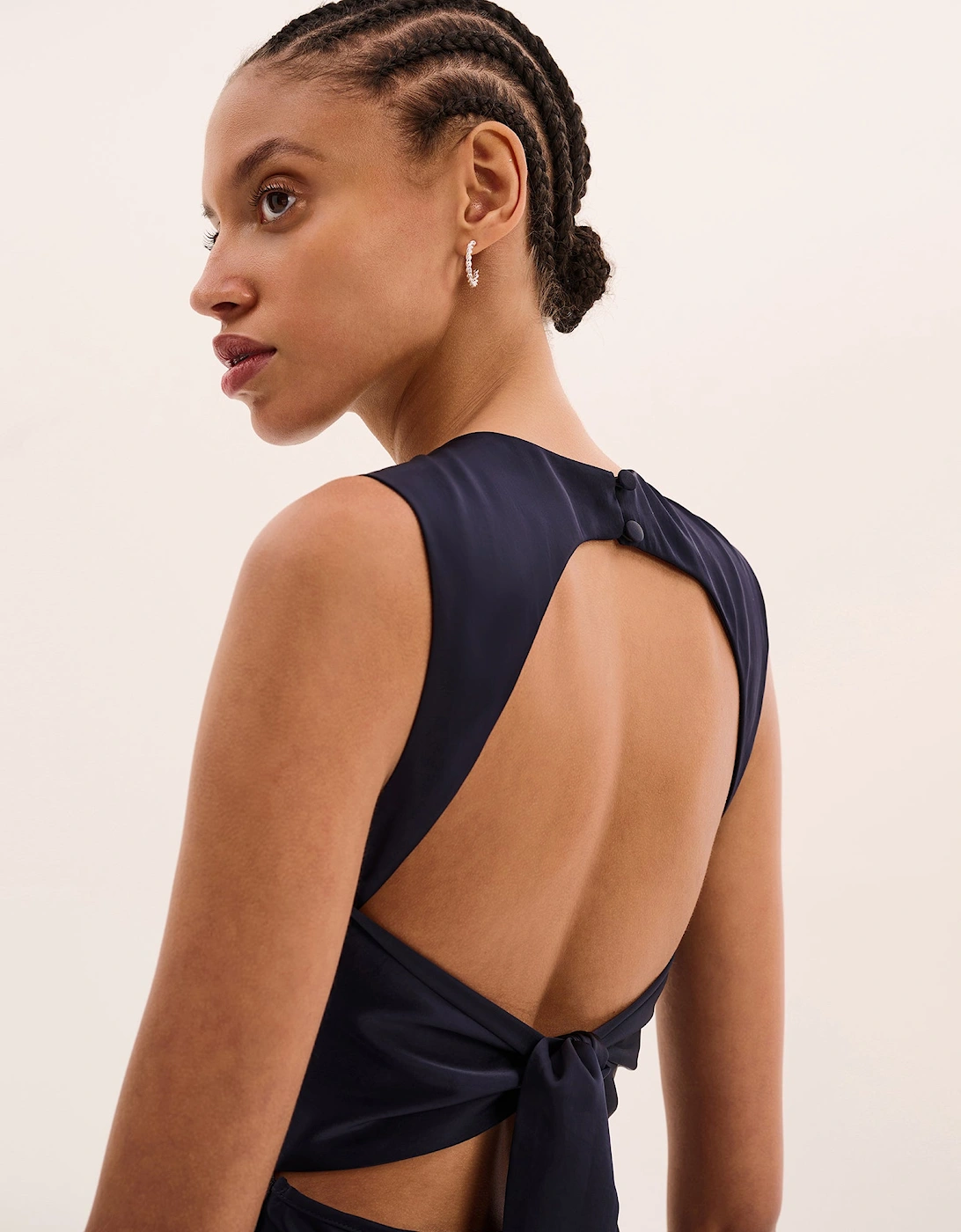 Nova Tie Back Dress in Navy