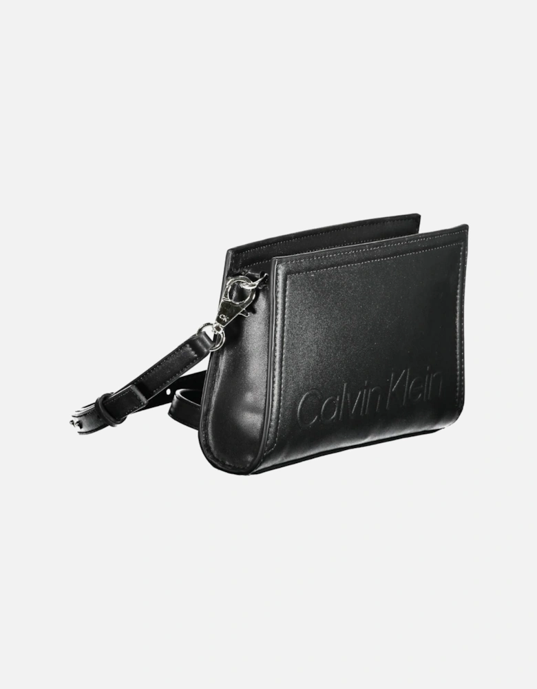 Recycled Polyester Shoulder Bag with Detachable Strap Women - Black