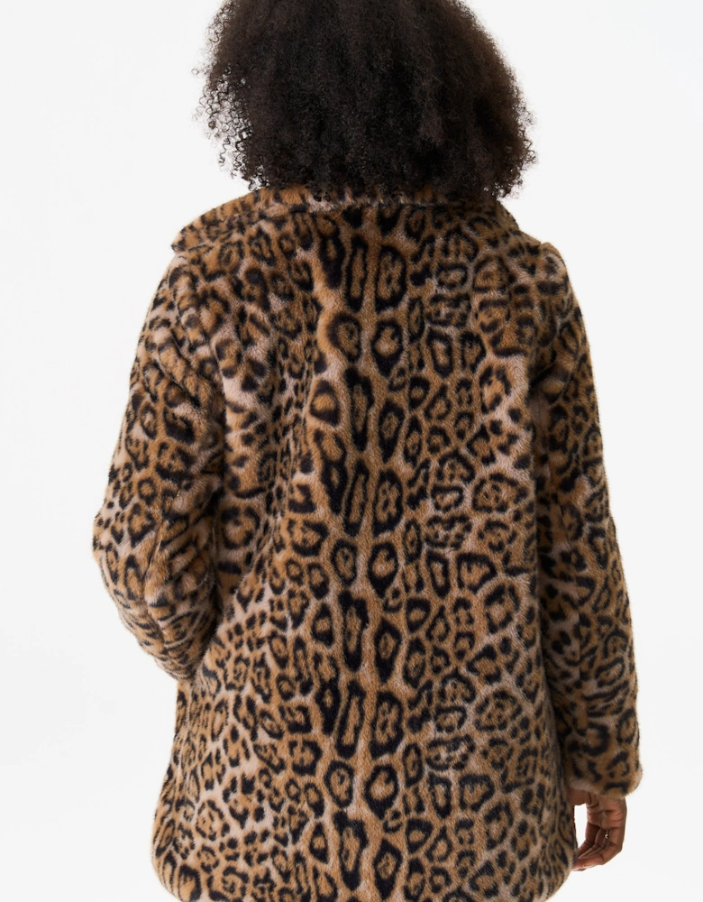 Brown Animal Fur Long Coat Jacket