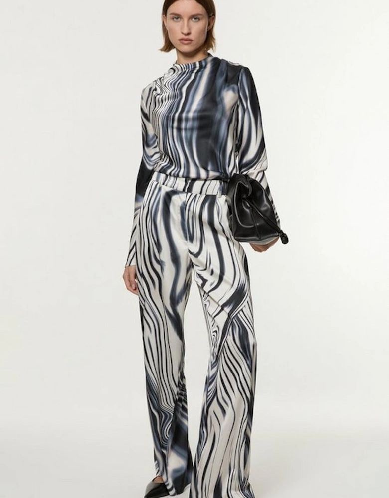 Tall Graduated Stripe Viscose Satin High Waist Trouser