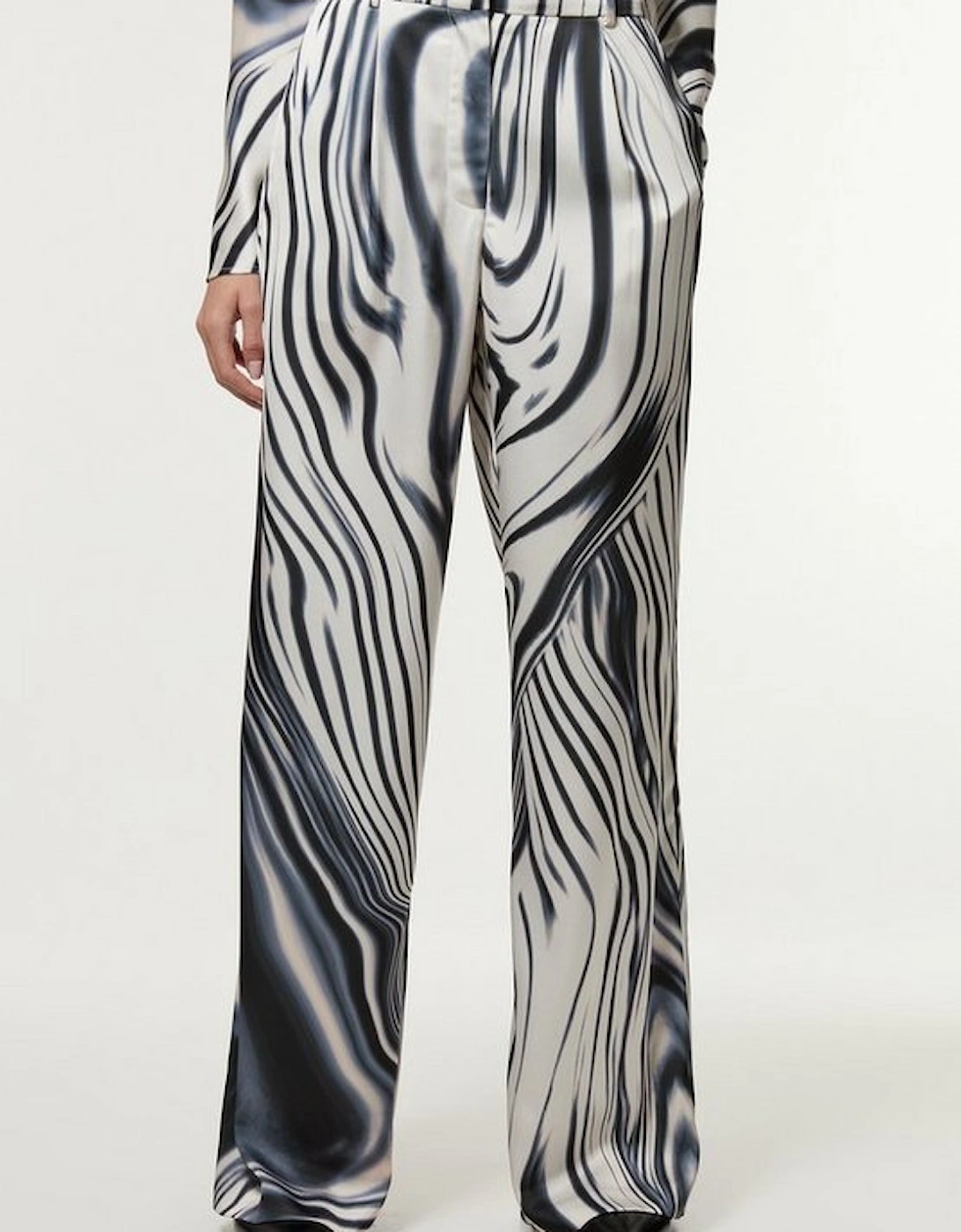 Tall Graduated Stripe Viscose Satin High Waist Trouser