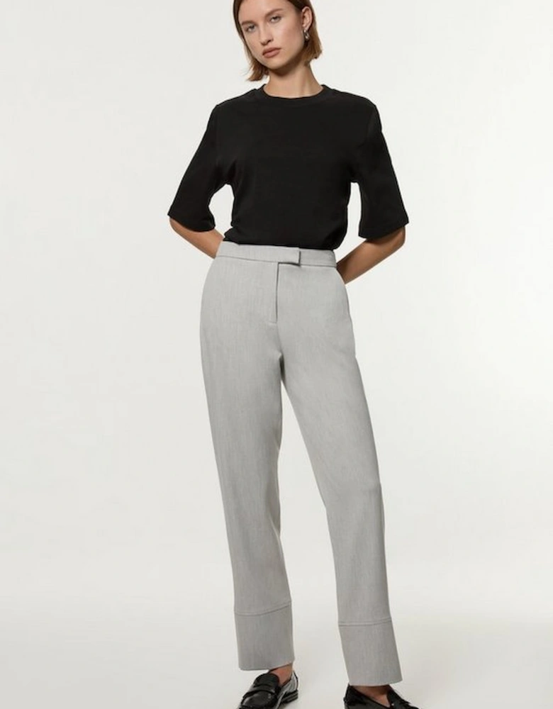 Petite Technical Crepe Tailored Straight Turn Up Hem