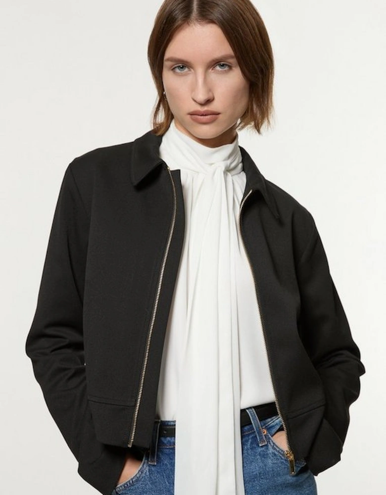 Tall Technical Crepe Tailored Metal Zip Detail Jacket