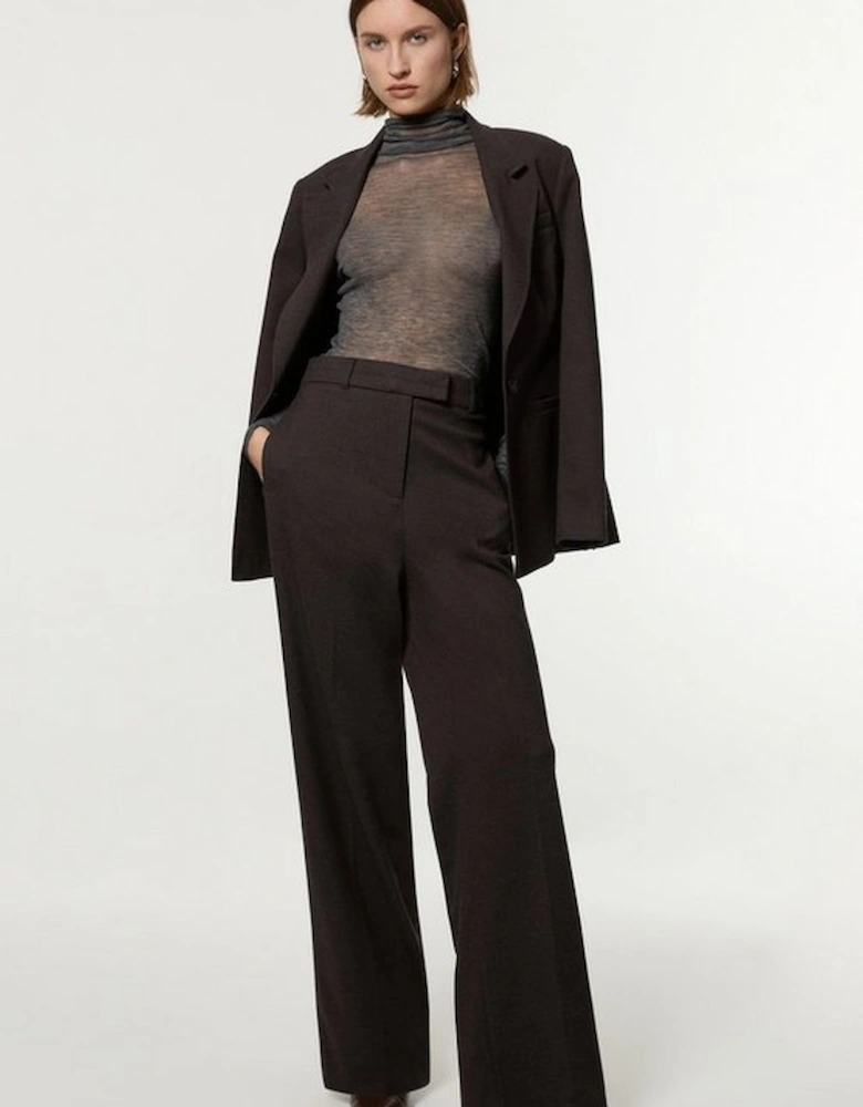 Flannel Tailored Wide Leg Trousers