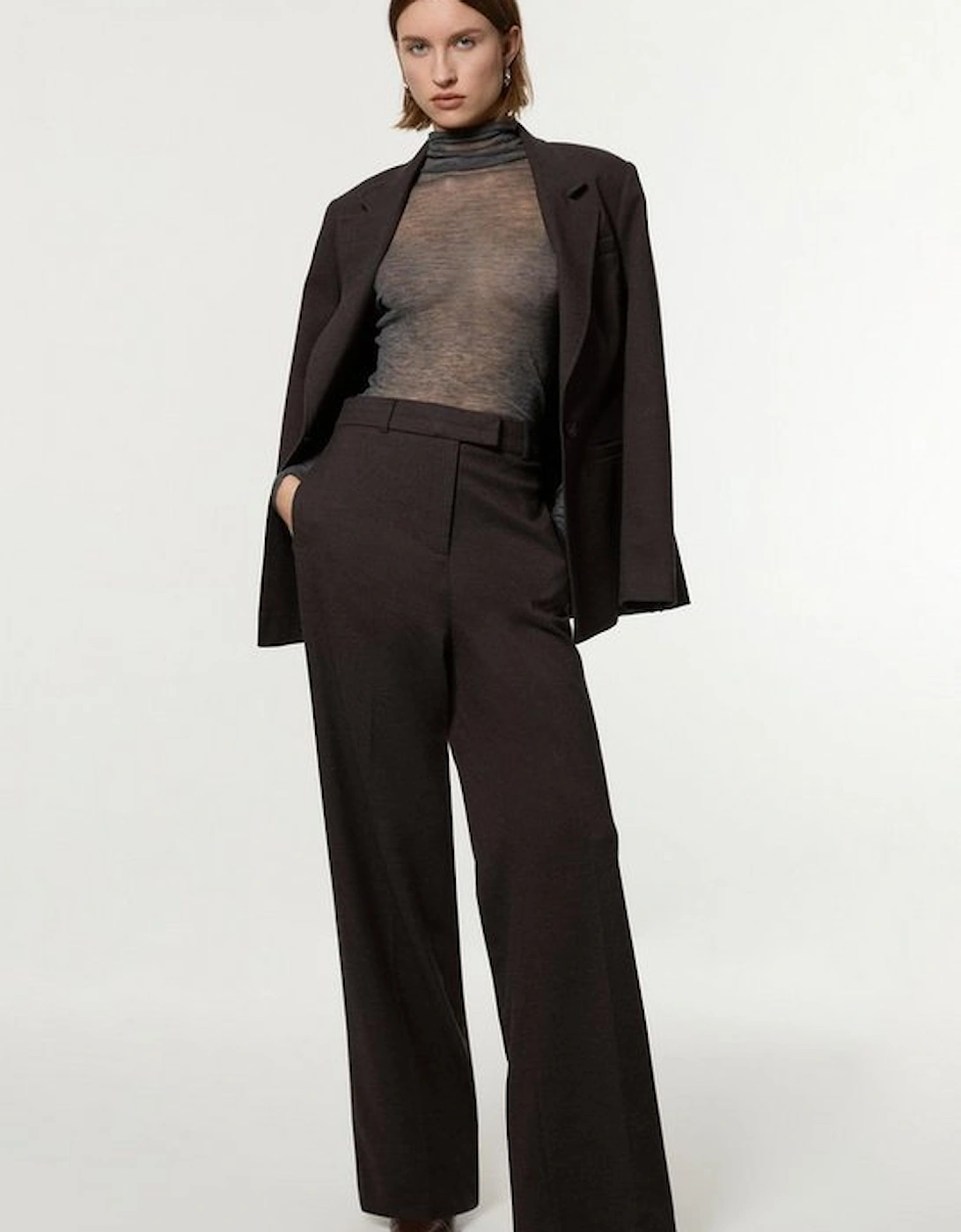 Flannel Tailored Wide Leg Trousers, 4 of 3