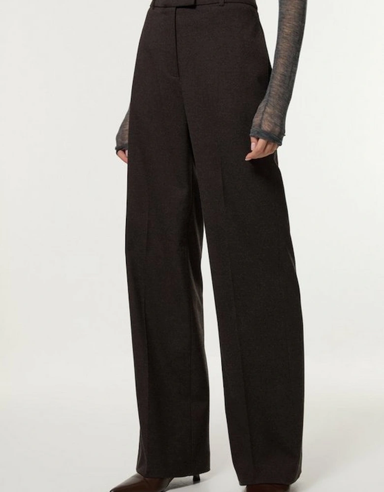 Flannel Tailored Wide Leg Trousers