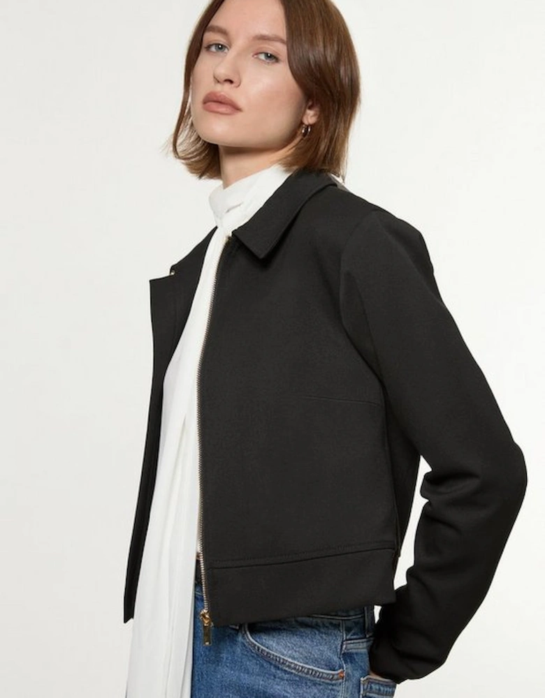 Technical Crepe Tailored  Metal Zip Detail Jacket