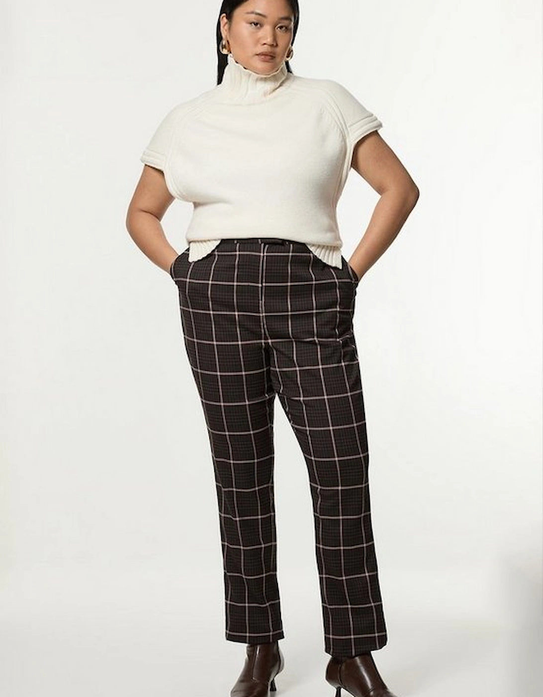 Plus Size Check Straight Leg Tailored Trouser, 5 of 4