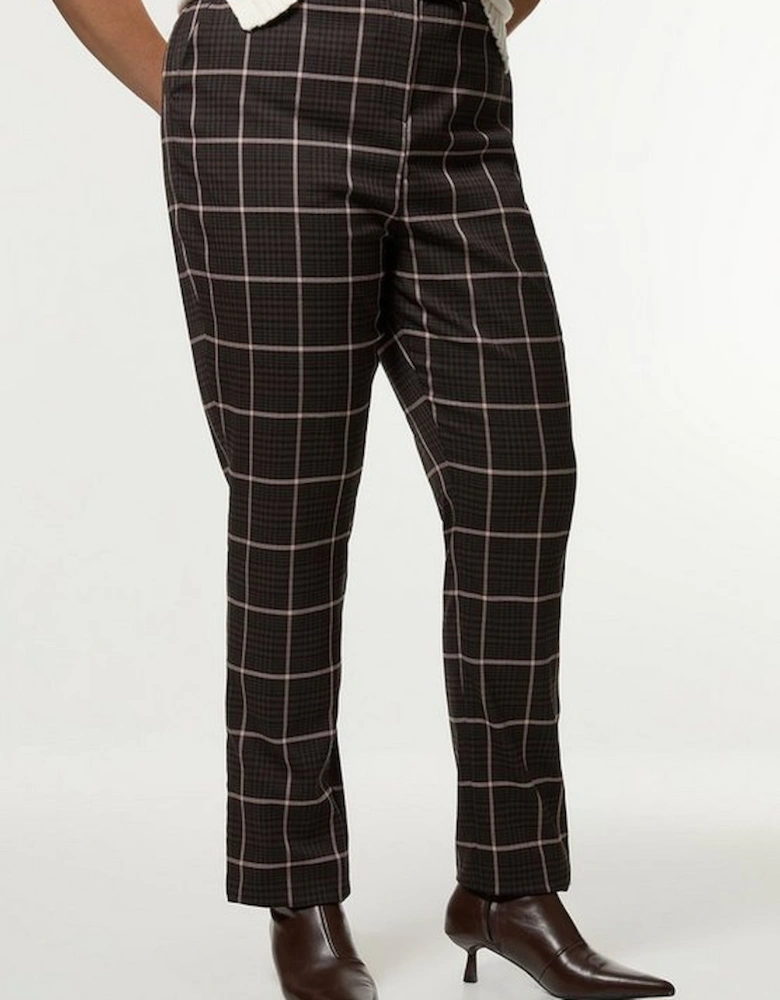 Plus Size Check Straight Leg Tailored Trouser