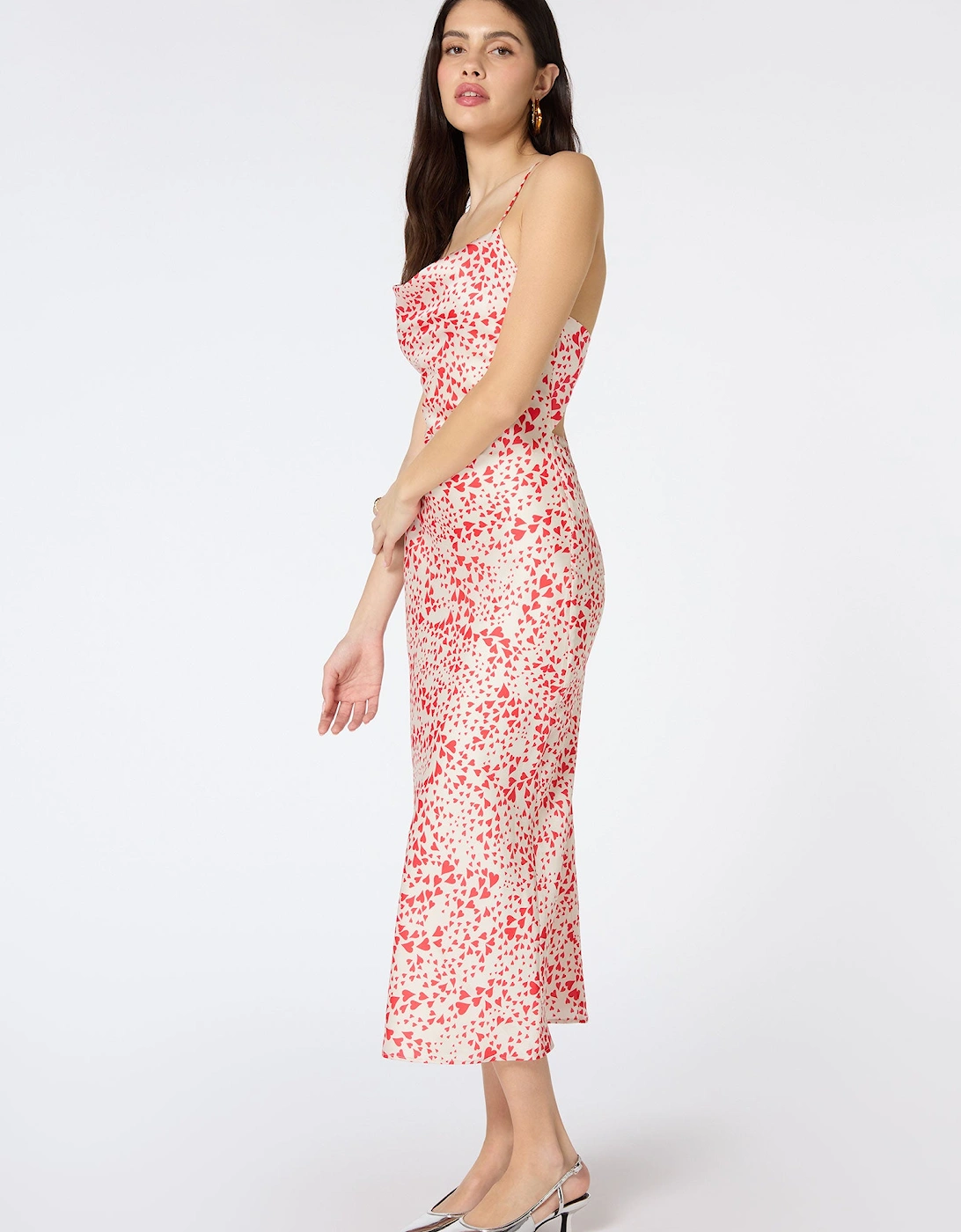 Riviera Midi Dress in Heart Print